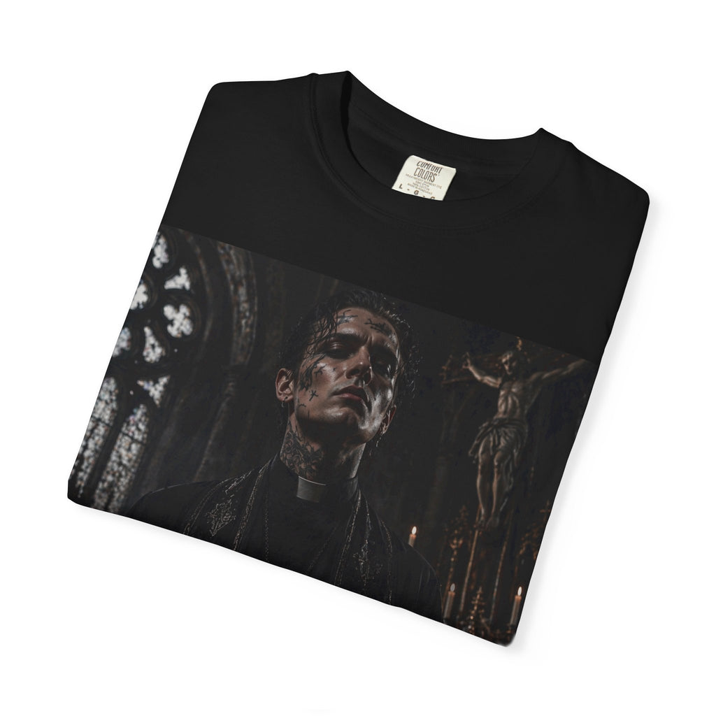Gothic Priest Portrait T-Shirt — Dark Church Aesthetic