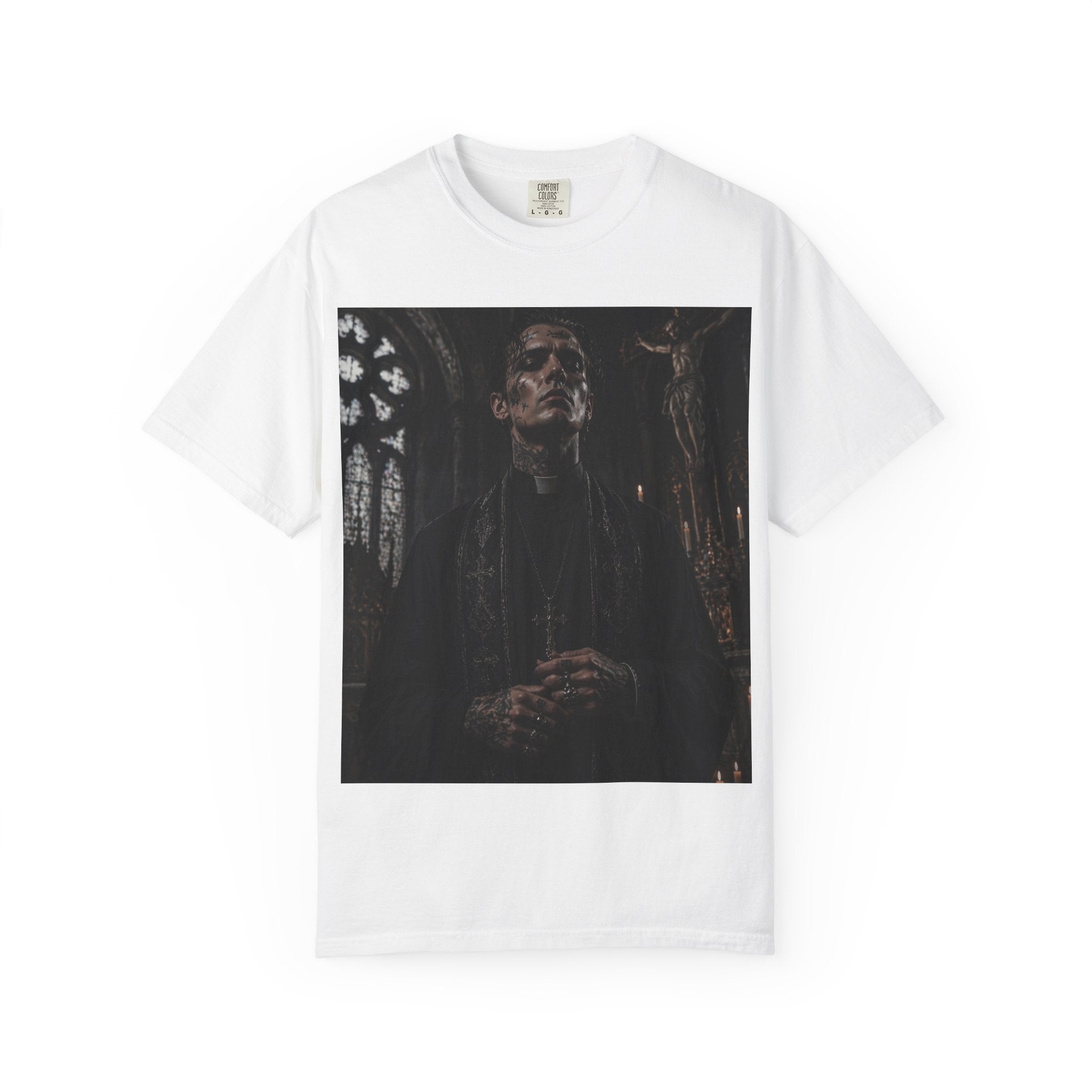 Gothic Priest Portrait T-Shirt — Dark Church Aesthetic