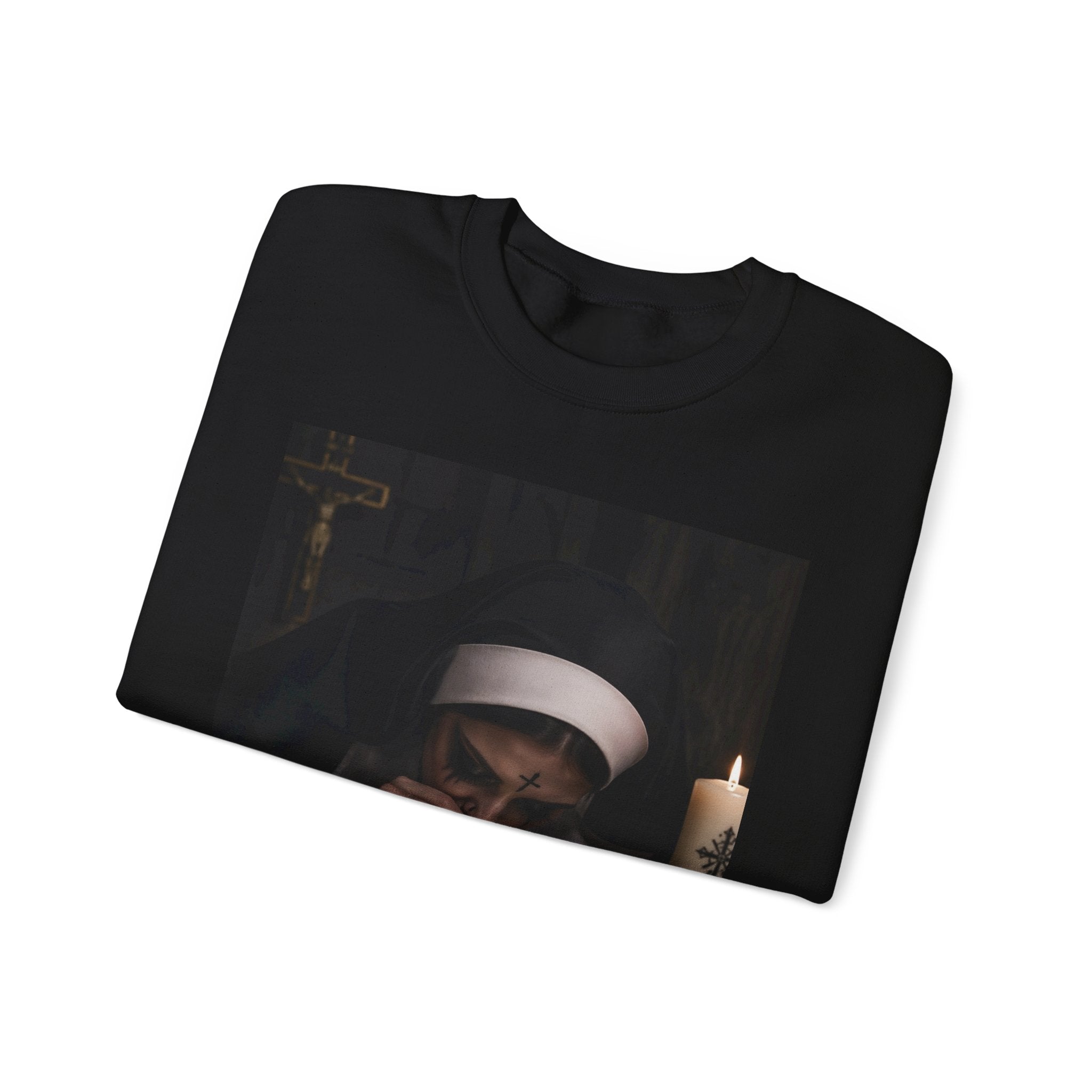 Creepy Nun Candlelight Crewneck Sweatshirt
