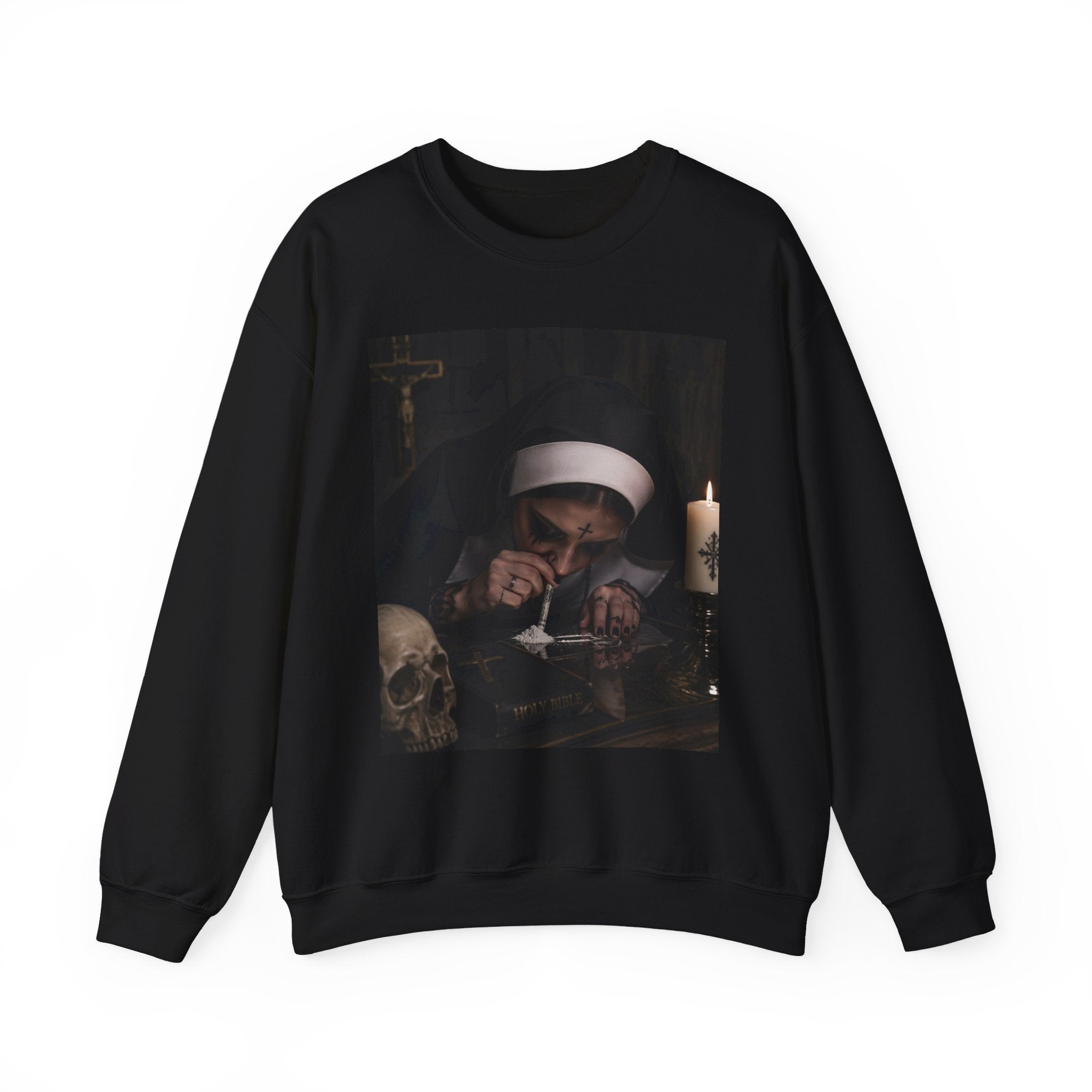 Creepy Nun Candlelight Crewneck Sweatshirt