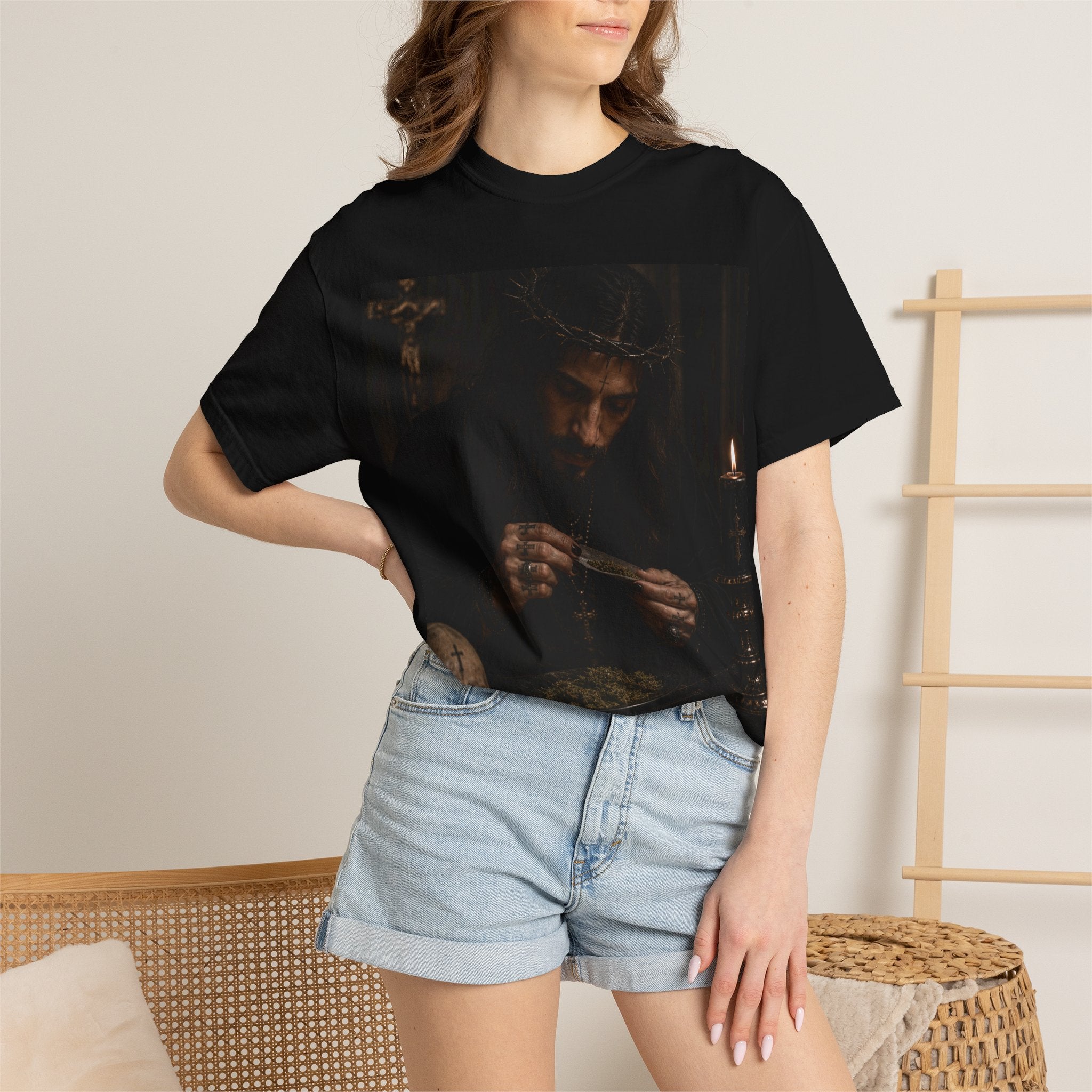 Dark Ritual T-Shirt — Gothic Skull Candle Photo Tee