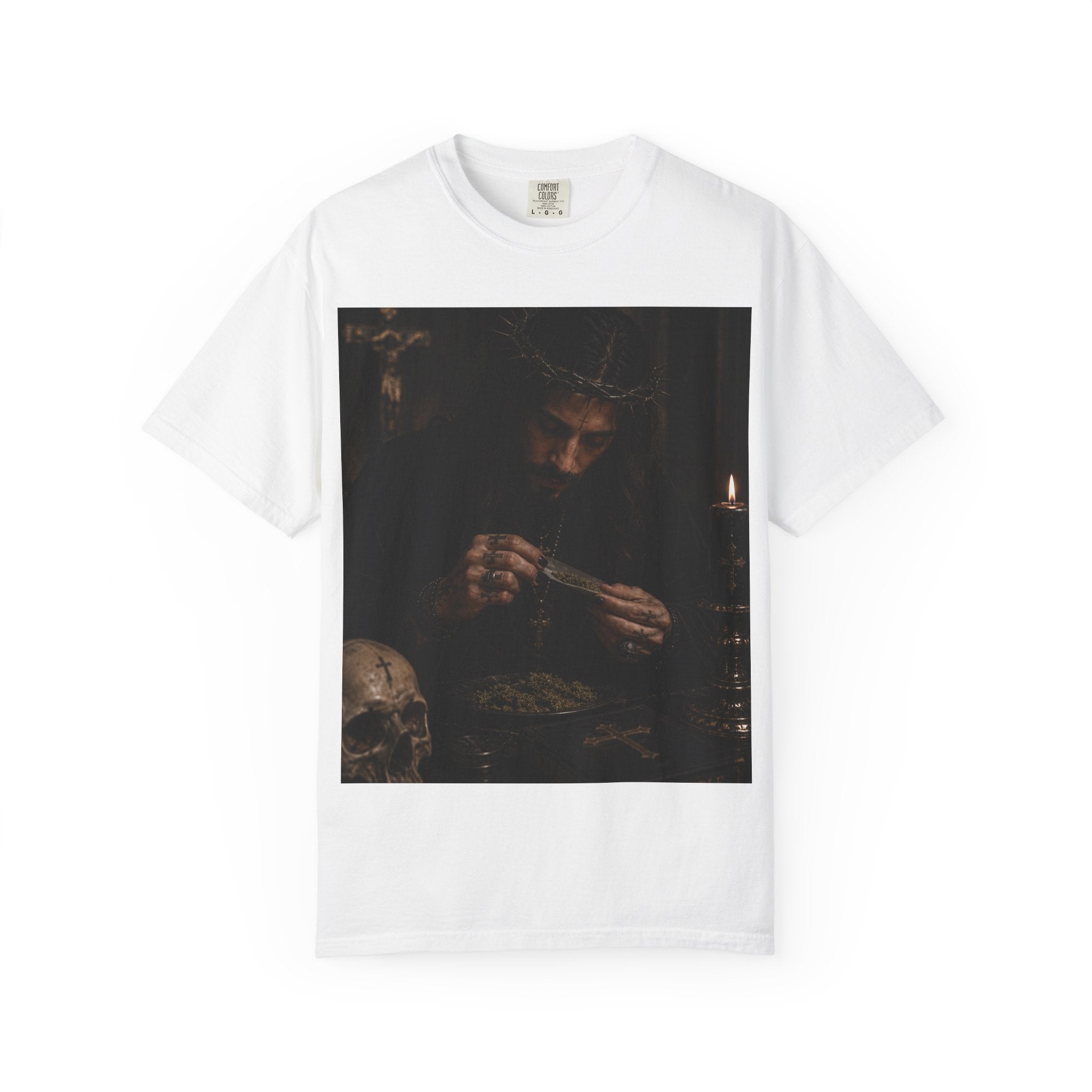 Dark Ritual T-Shirt — Gothic Skull Candle Photo Tee