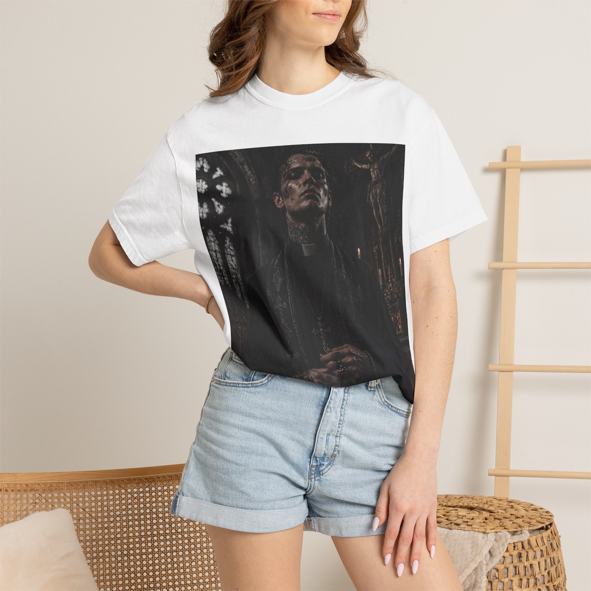 Gothic Priest Portrait T-Shirt — Dark Church Aesthetic