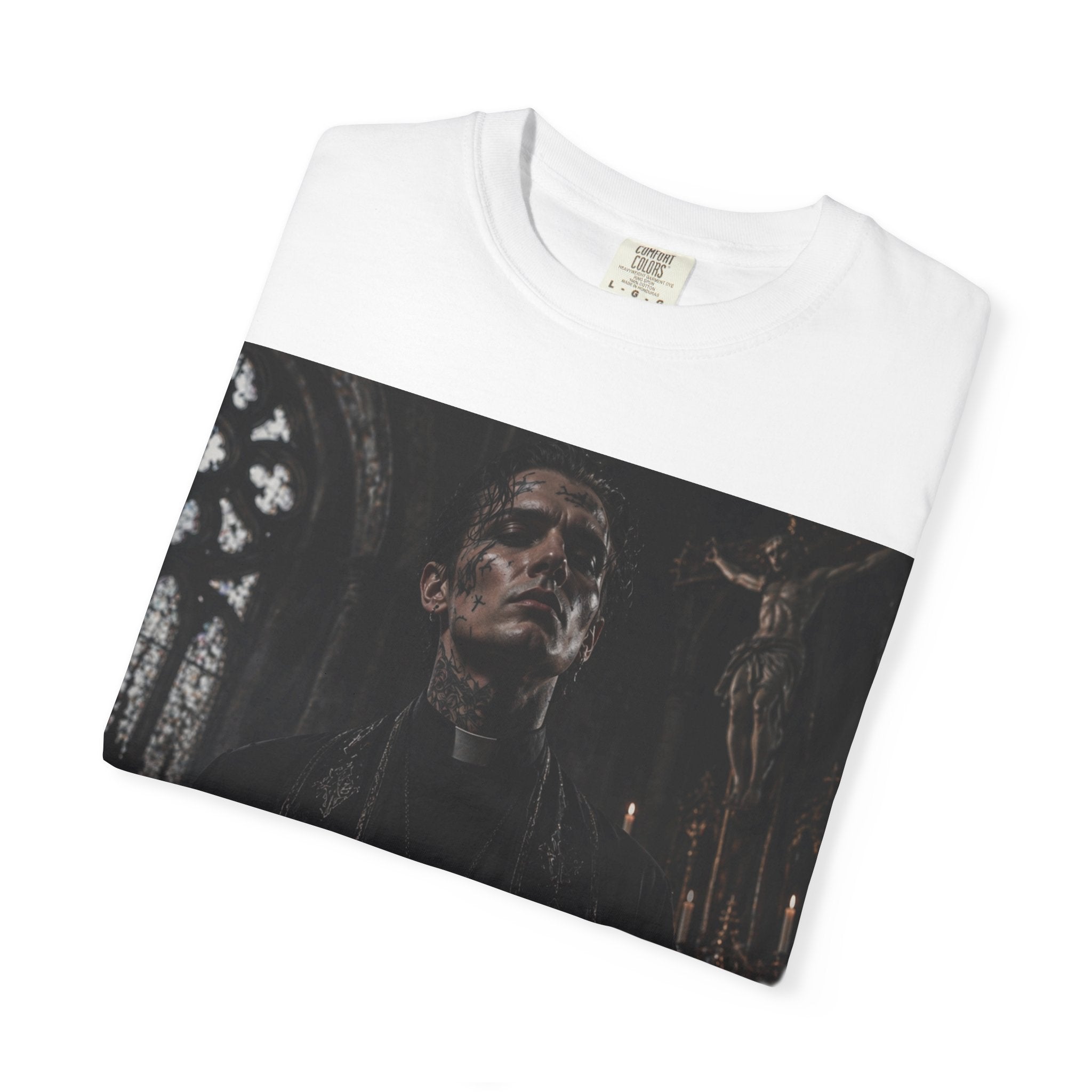 Gothic Priest Portrait T-Shirt — Dark Church Aesthetic
