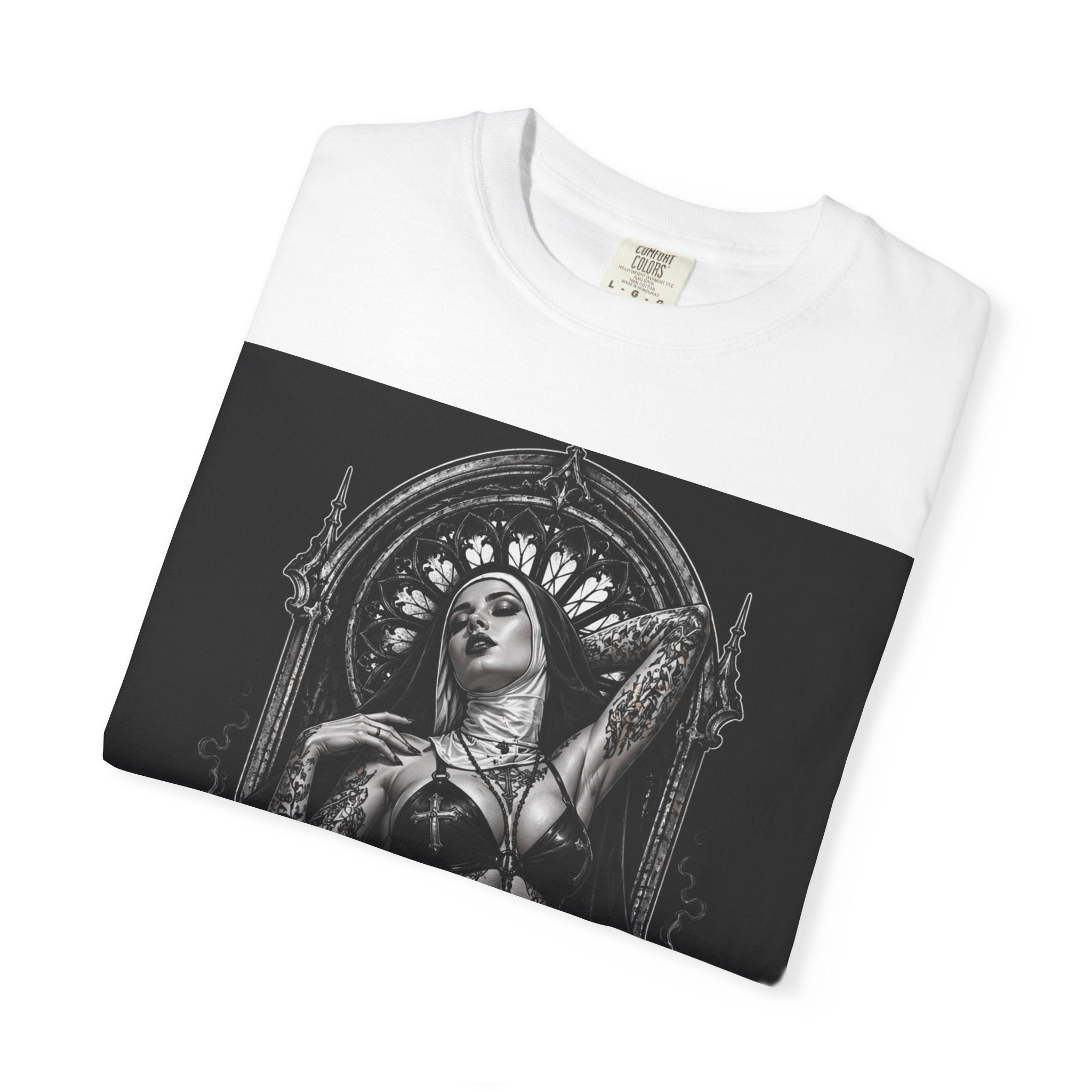 Gothic Madonna Skull T-Shirt — Dark Religious Art Tee