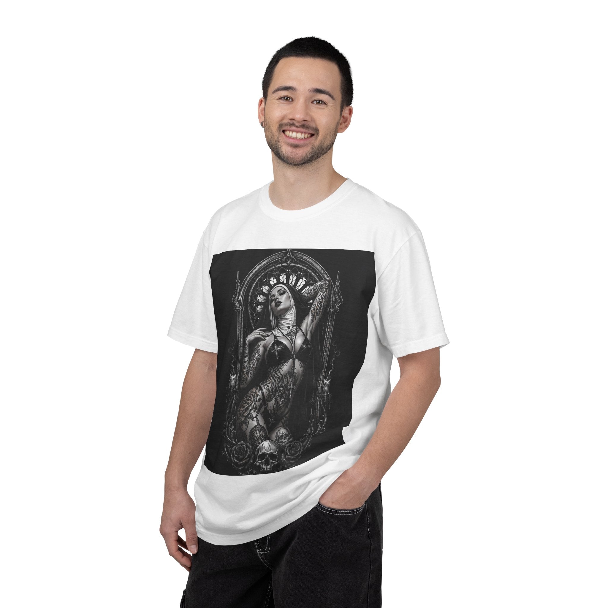 Gothic Madonna Skull T-Shirt — Dark Religious Art Tee