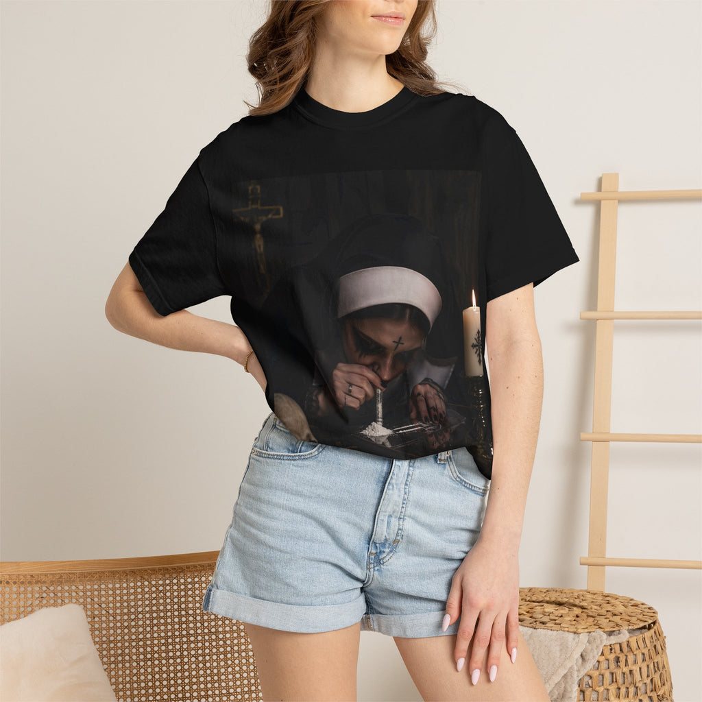 Nun & Skull T‑Shirt — Dark Gothic Religious Art Tee