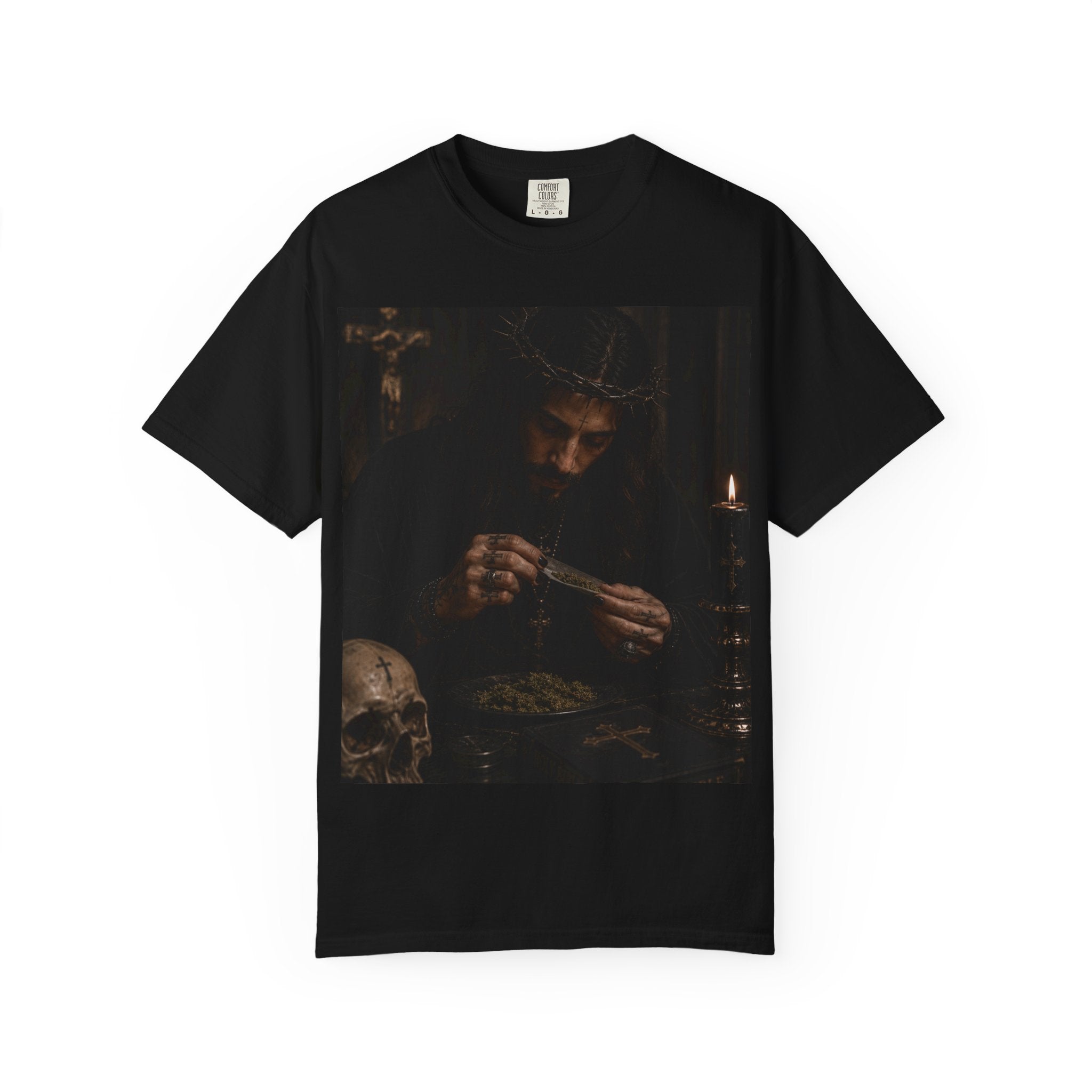 Dark Ritual T-Shirt — Gothic Skull Candle Photo Tee